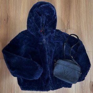 GUESS? Fleece blue/navy bomber jacket